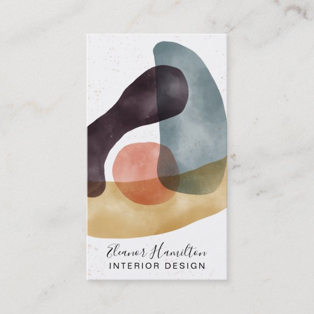 Abstract geometric shapes watercolor design business card (Front)