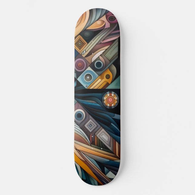 Abstract Geometric Skateboard: Bold, Colourful Skateboard (Front)
