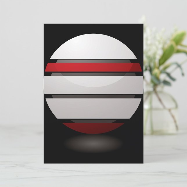 Abstract Geometric Sphere Red White Black Invitation (Creator Uploaded)