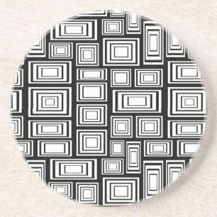 Abstract geometric squares black and white pattern coaster