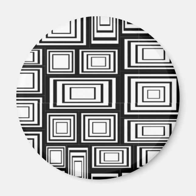 Abstract geometric squares black and white pattern magnet (Front)