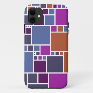 Abstract Geometric Squares Brown Purple Grey Case-Mate iPhone Case