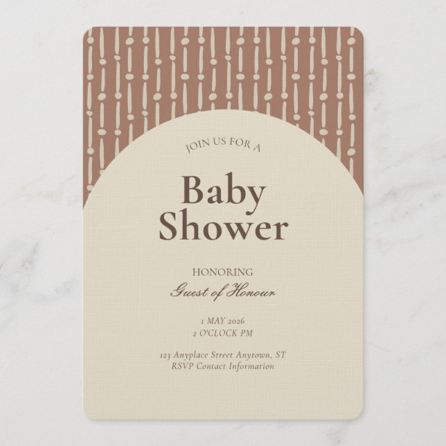 Abstract Geometric Stripe Gender Neutral Brown Invitation (Front)