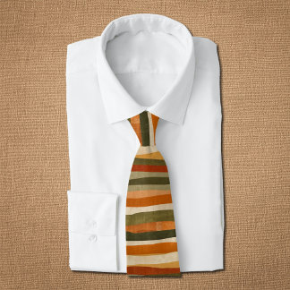 Abstract Geometric Stripes- autumn mood  Tie
