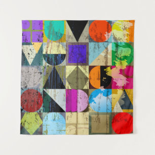 Abstract Geometric: Strokes and Splashes Tapestry