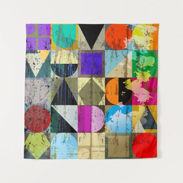 Abstract Geometric: Strokes and Splashes Tapestry (Front)
