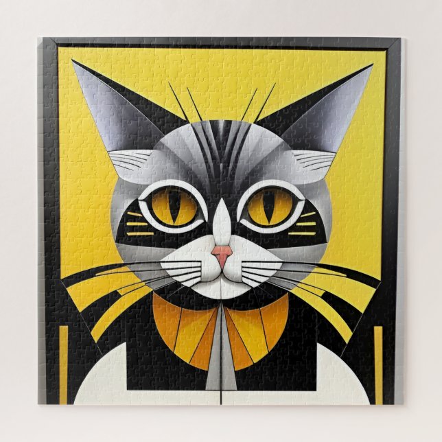 Abstract Geometric Stylised Cat Jigsaw Puzzle (Vertical)
