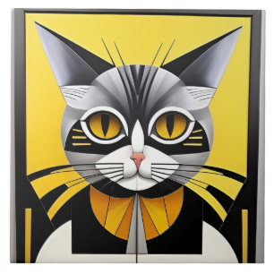 Abstract Geometric Stylised Cat Tile