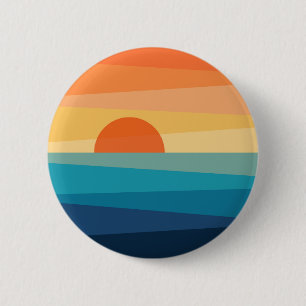 Abstract geometric sunrise 6 cm round badge