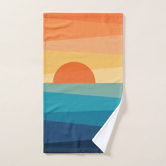 Abstract geometric sunrise bath towel set (Hand Towel)