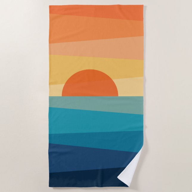 Abstract geometric sunrise beach towel (Front)