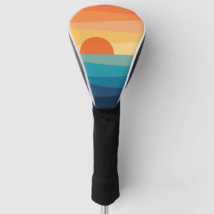 Abstract geometric sunrise golf head cover