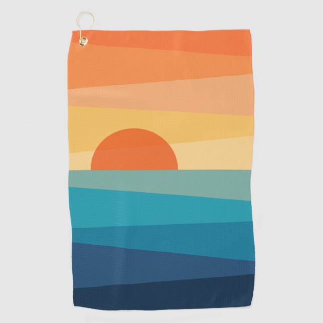 Abstract geometric sunrise golf towel (Front)
