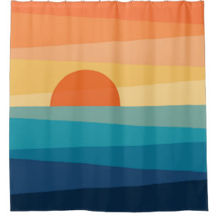 Abstract geometric sunrise shower curtain