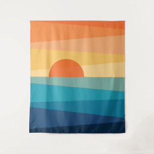 Abstract geometric sunrise tapestry