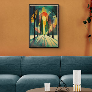 Abstract Geometric Sunset   Long Shadows Poster