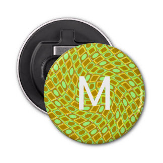 Abstract geometric swirl retro lime pattern bottle opener