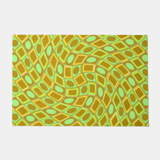 Abstract geometric swirl retro lime pattern doormat