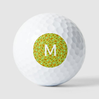 Abstract geometric swirl retro lime pattern golf balls