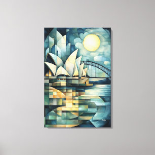 Abstract Geometric Sydney Skyline with Opera House Canvas Print