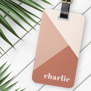 Abstract geometric terracotta shades custom name luggage tag