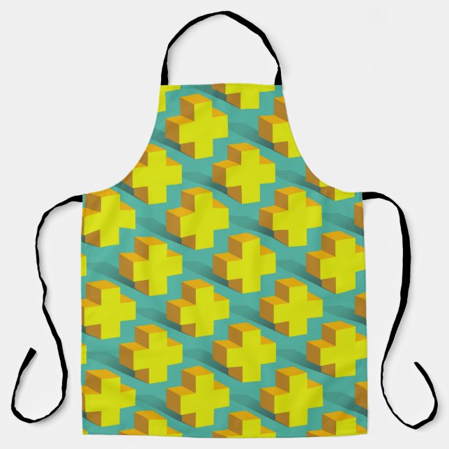 Abstract geometric texture of yellow crosses on a  apron (Front)