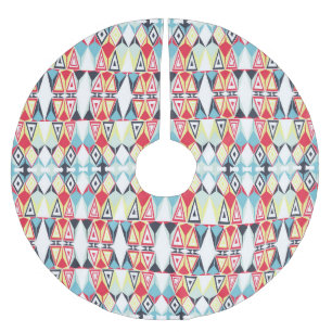 Abstract Geometric Tribal Line Pattern Brushed Polyester Tree Skirt