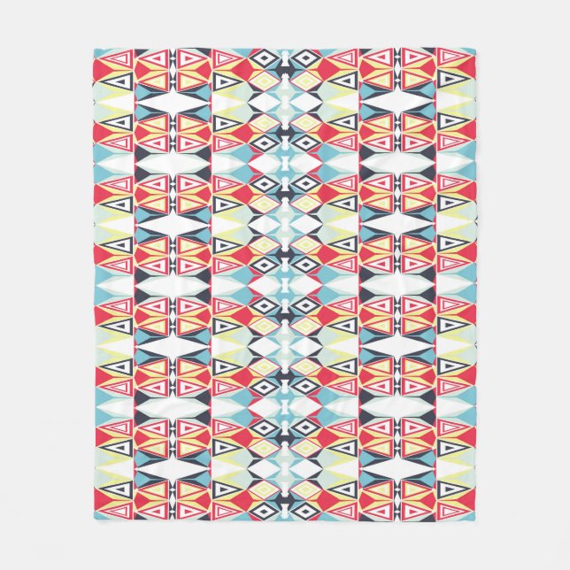 Abstract Geometric Tribal Line Pattern Fleece Blanket (Front)