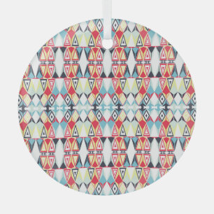 Abstract Geometric Tribal Line Pattern Glass Tree Decoration