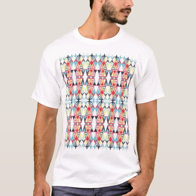 Abstract Geometric Tribal Line Pattern T-Shirt (Front)