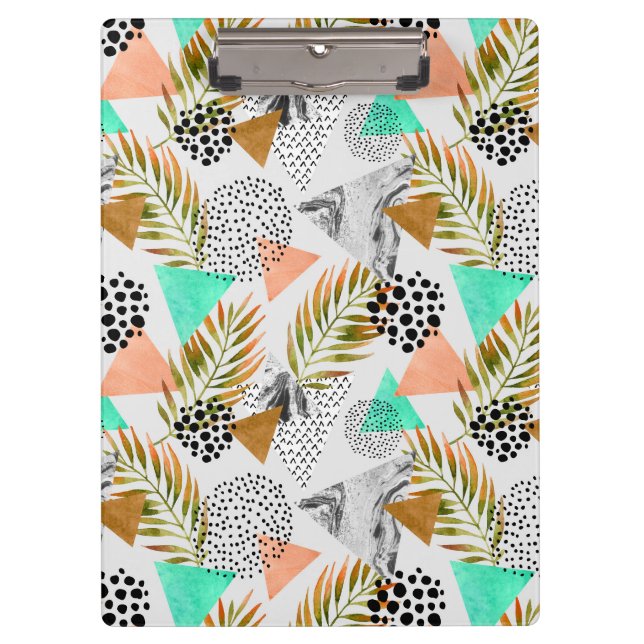 Abstract Geometric Tropical Leaf Pattern Clipboard (Front)