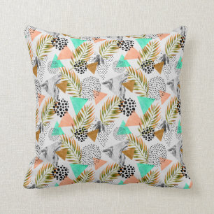 Abstract Geometric Tropical Leaf Pattern Cushion