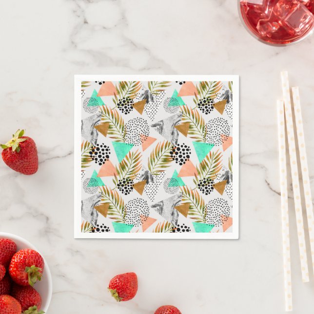 Abstract Geometric Tropical Leaf Pattern Napkin (Insitu)