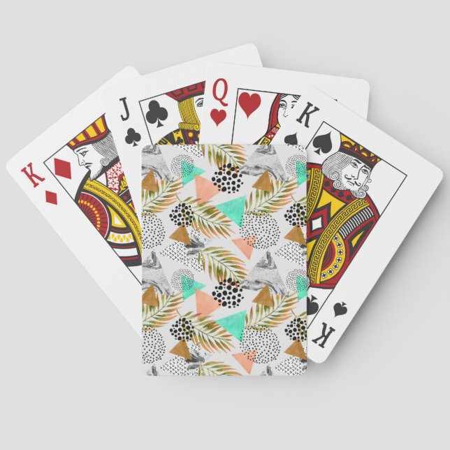 Abstract Geometric Tropical Leaf Pattern Playing Cards (Back)