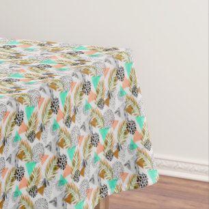 Abstract Geometric Tropical Leaf Pattern Tablecloth