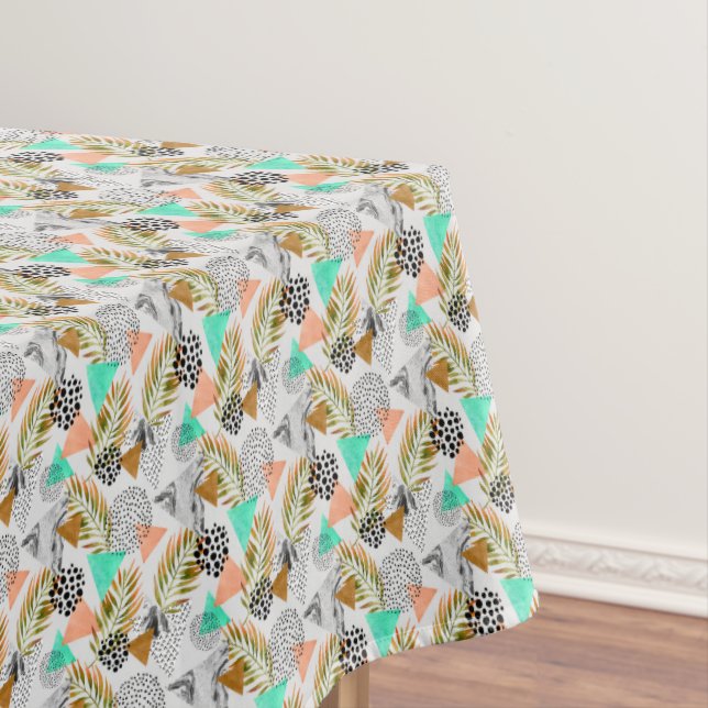 Abstract Geometric Tropical Leaf Pattern Tablecloth (In Situ)