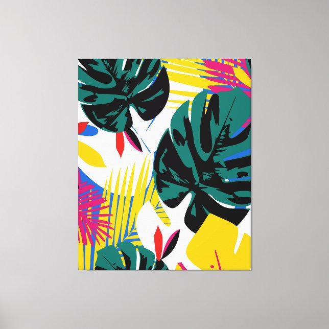 Abstract Geometric Tropical Monstera Plants Canvas Print (Front)