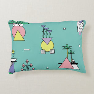 Abstract geometric, vases plants memphis style. decorative cushion