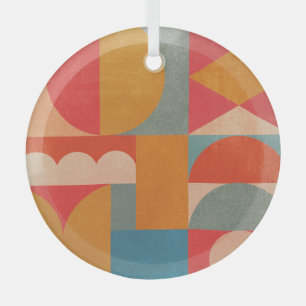Abstract Geometric: Vintage Paper Texture Glass Tree Decoration