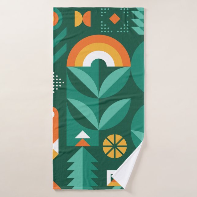 Abstract geometric vintage pattern in Scandinavian Bath Towel (Bath Towel)