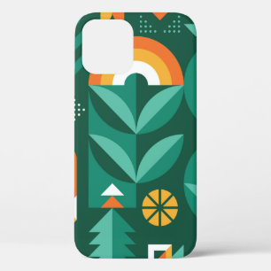Abstract geometric vintage pattern in Scandinavian iPhone 12 Case