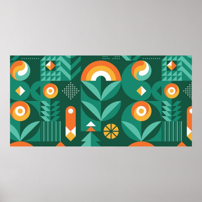 Abstract geometric vintage pattern in Scandinavian Poster (Front)