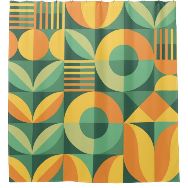 Abstract geometric vintage pattern in Scandinavian Shower Curtain (Front)