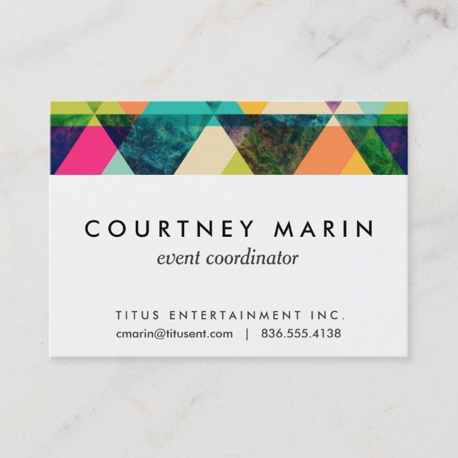 Abstract Geometric watercolor triangle pattern Business Card (Front)