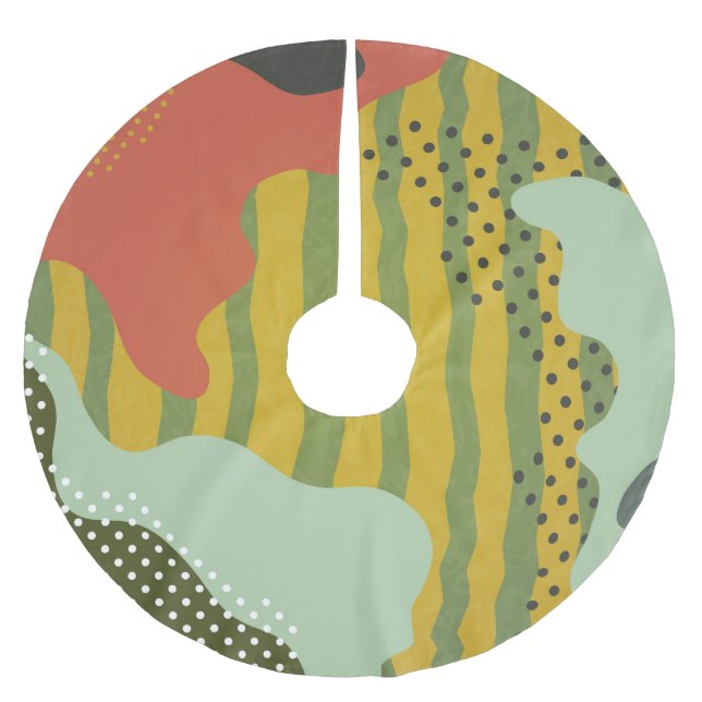 Abstract Geometric Waves Creative Background Brushed Polyester Tree Skirt (Front)