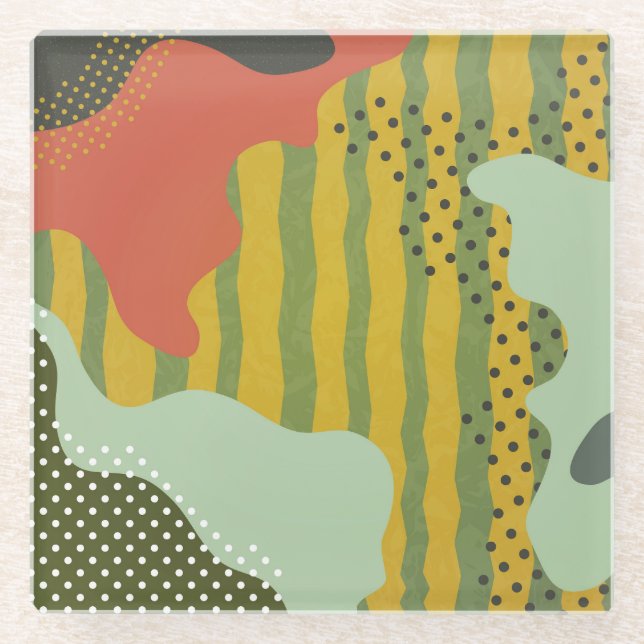 Abstract Geometric Waves Creative Background Glass Coaster (Front)