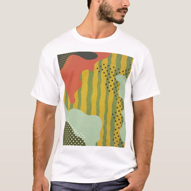 Abstract Geometric Waves Creative Background T-Shirt (Front)
