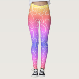 Abstract geometric white curvy shape leggings