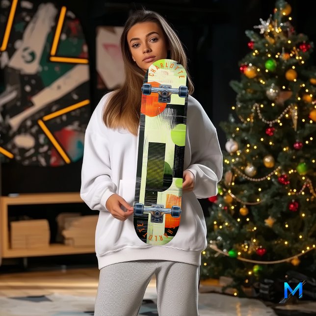 Abstract Geometric with Bold Orange and Green Skateboard (Creator Uploaded)