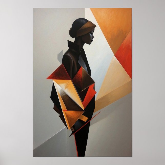 Abstract Geometric Woman - Modern Art Minimalist Poster (Front)